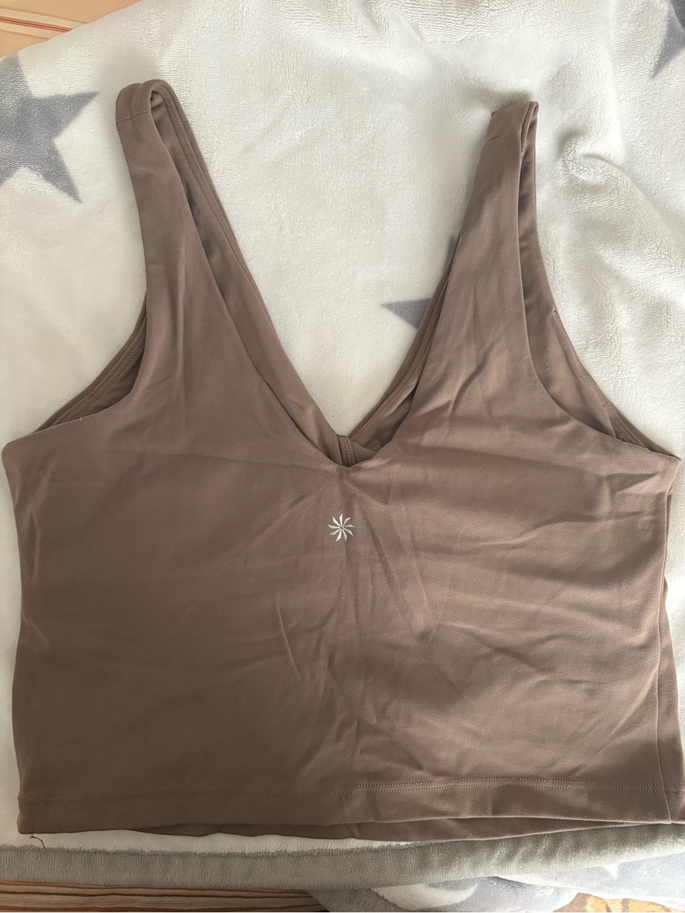 Athleta Taupe V-Neck Crop Tank - Picture 2 of 2